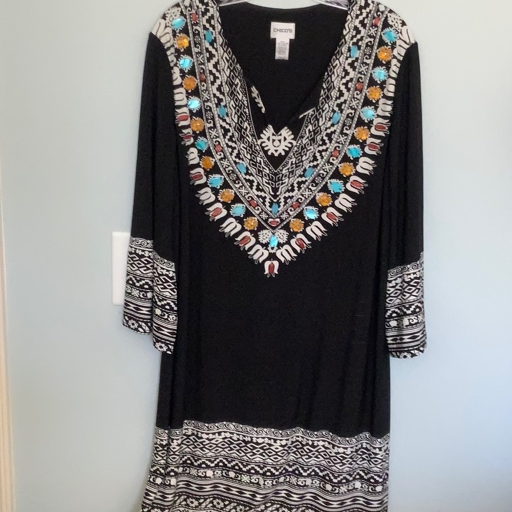 DRESS BLACK CHICOS WITH BLACK/ WHITE StonesDESIGN ON TOP & BOTTOM 3